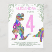 Dinosaurier 4. Geburtstag Party Haushalt pink (Vorderseite)