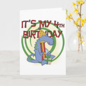 Dinosaurier 4. Geburtstag T - Shirt und Geschenke Karte (Gelbe Blume)