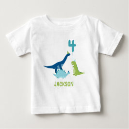 Dinosaurier 4. Geburtstags-Party Baby T-shirt