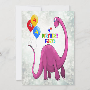 Dinosaurier 4. Geburtstags-Party Einladung