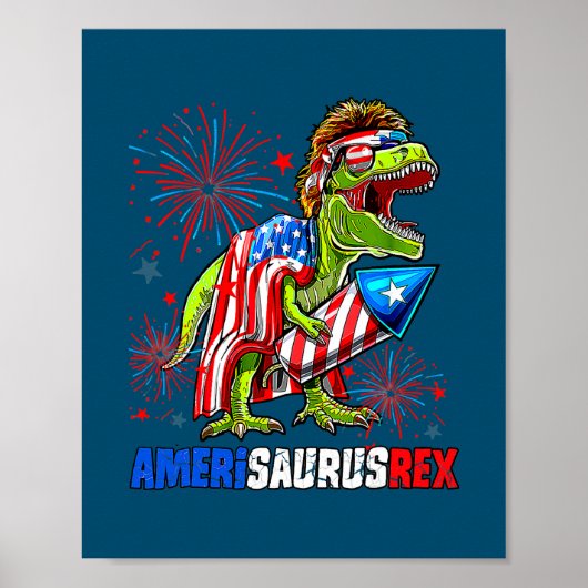 Dinosaurier 4. Juli Amerisaurus T Rex American Poster (Vorne)