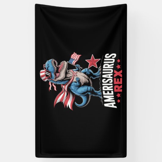 Dinosaurier 4. Juli Amerisaurus T Rex Funny Banner (Vertikal)