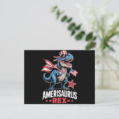 Dinosaurier 4. Juli Amerisaurus T Rex Funny Postkarte (Stehend Vorderseite)
