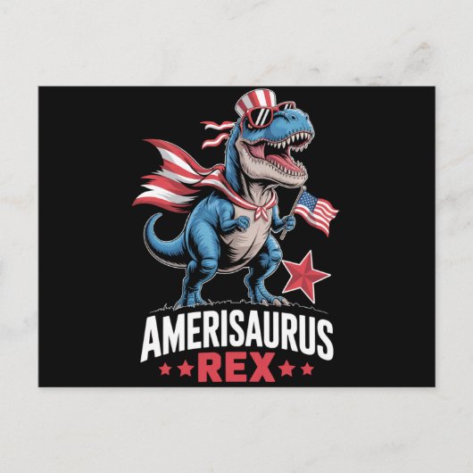Dinosaurier 4. Juli Amerisaurus T Rex Funny Postkarte (Vorderseite)