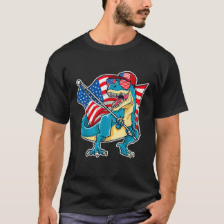 Dinosaurier 4. Juli Boys T Rex American Flag USA T-Shirt