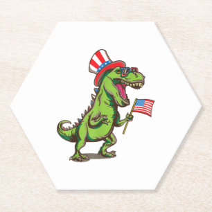 Dinosaurier 4. Juli Funny Amerisaurus T-Rex Gesche Untersetzer