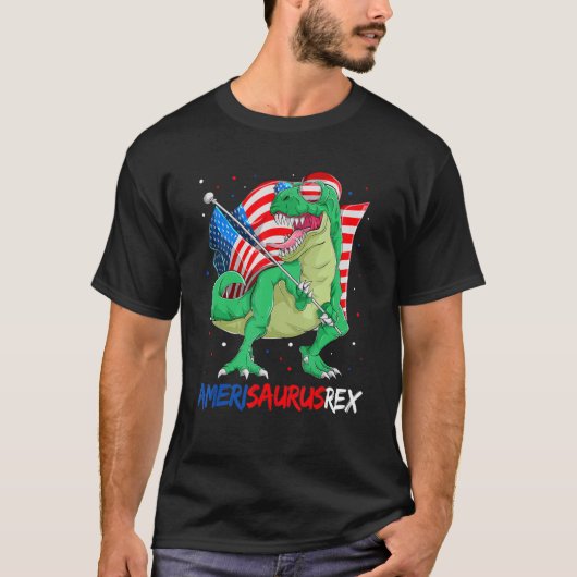 Dinosaurier 4. Juli Kinder Amerisaurus Rex Kleinki T-Shirt (Vorderseite)