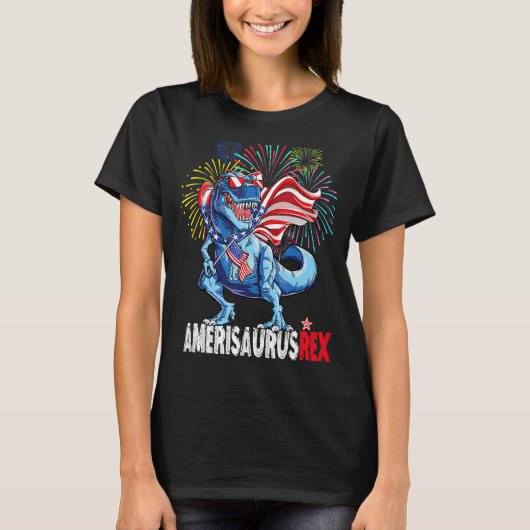 Dinosaurier 4. Juli Kinder Junge Männer Amerisauru T-Shirt (Vorderseite)
