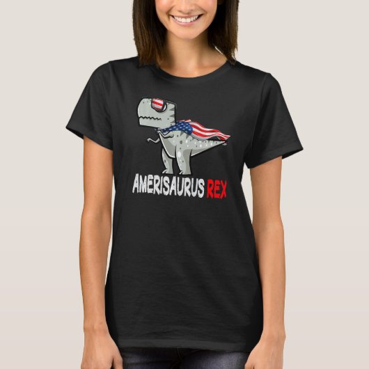Dinosaurier 4. Juli Kinder Rex American Amerisauru T-Shirt (Vorderseite)
