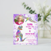 Dinosaurier 5. Geburtstag T Rex Foto Lila Haushalt (Stehend Vorderseite)