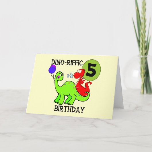 Dinosaurier 5. Geburtstag T - Shirt und Geschenke Karte (Vorderseite)
