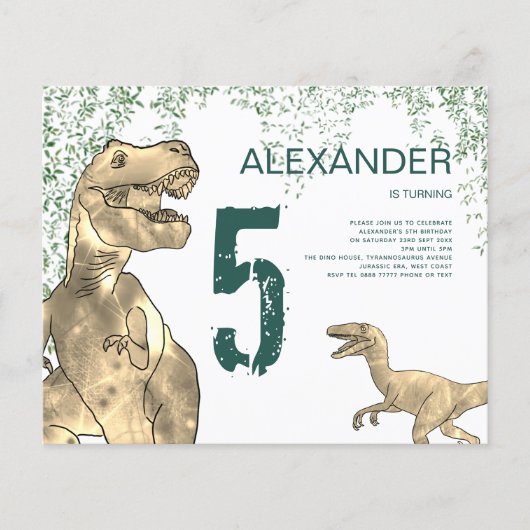 Dinosaurier 5. Geburtstagsparty (Vorderseite)