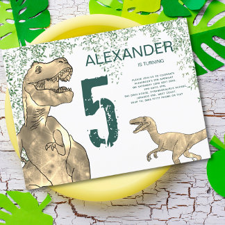 Dinosaurier 5. Geburtstagsparty Einladungspostkarte