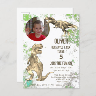 Dinosaurier 5. Geburtstagsparty T Rex Boys Foto Gr Einladungspostkarte
