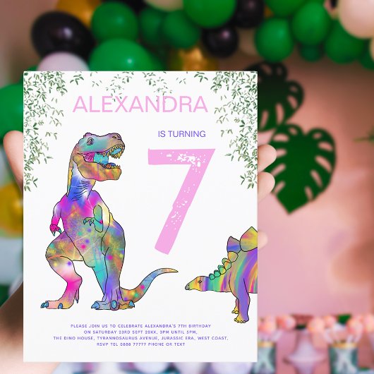 Dinosaurier 7. Geburtstagsparty Pink Budget