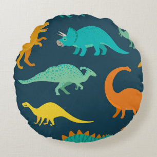 Dinosaurier-Abenteuer: Kinderzimmer-Tapete Rundes Kissen