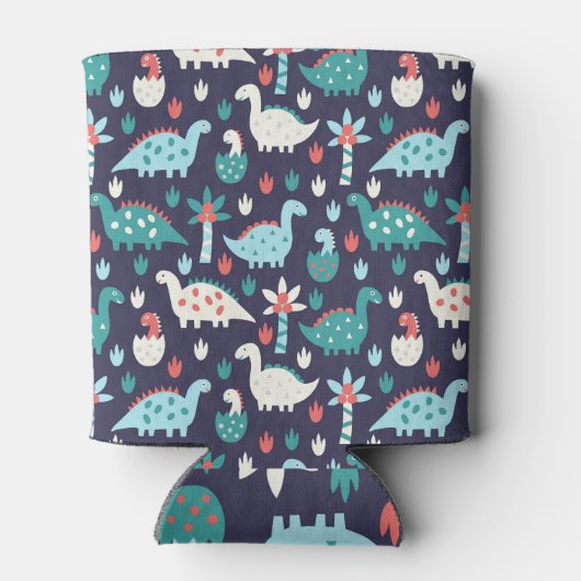 Dinosaurier Adventure Nahtlos Design Dosenkühler (Rückseite)