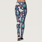 Dinosaurier Adventure Nahtlos Design Leggings (Rückseite)