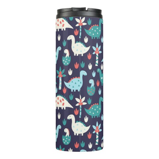 Dinosaurier Adventure Nahtlos Design Thermosbecher (Rückseite)