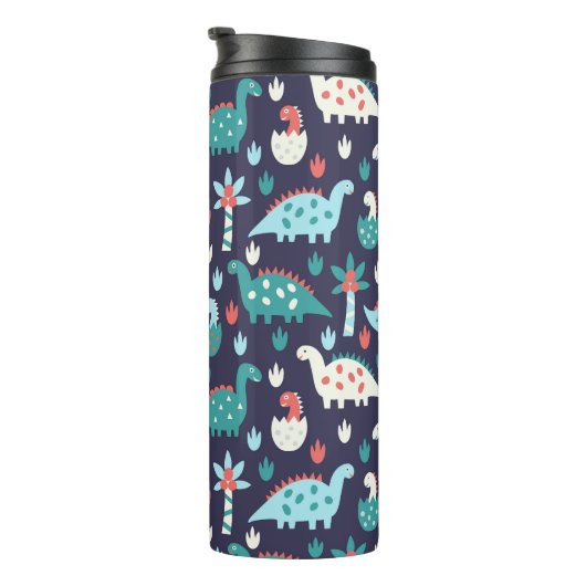 Dinosaurier Adventure Nahtlos Design Thermosbecher (Nach rechts gedreht)