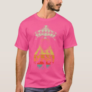 Dinosaurier Alien Entführung Sunset Ufo Raumschiff T-Shirt