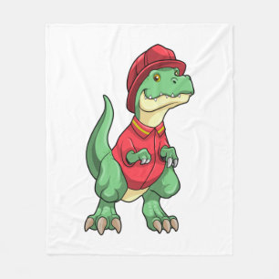 Dinosaurier als Feuerwehrmann mit Feuerhelm Fleecedecke