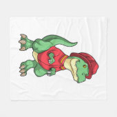 Dinosaurier als Feuerwehrmann mit Feuerhelm Fleecedecke (Vorderseite (Horizontal))