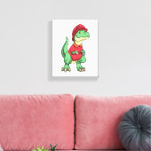 Dinosaurier als Feuerwehrmann mit Feuerhelm Leinwanddruck (Insitu (Wohnzimmer))
