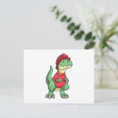 Dinosaurier als Feuerwehrmann mit Feuerhelm Postkarte (Stehend Vorderseite)