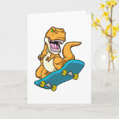 Dinosaurier als Skater mit Skateboard Karte (Gelbe Blume)