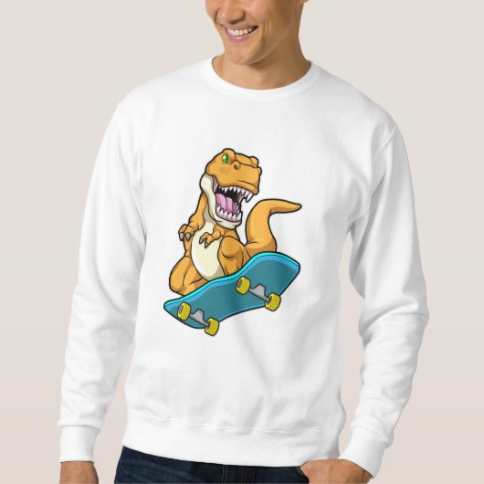 Dinosaurier als Skater mit Skateboard Sweatshirt (Vorderseite)