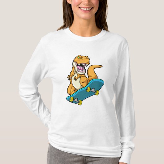 Dinosaurier als Skater mit Skateboard T-Shirt (Vorderseite)