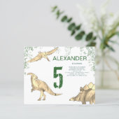 Dinosaurier Aquarell Geburtstagsparty Haushalt grü (Stehend Vorderseite)