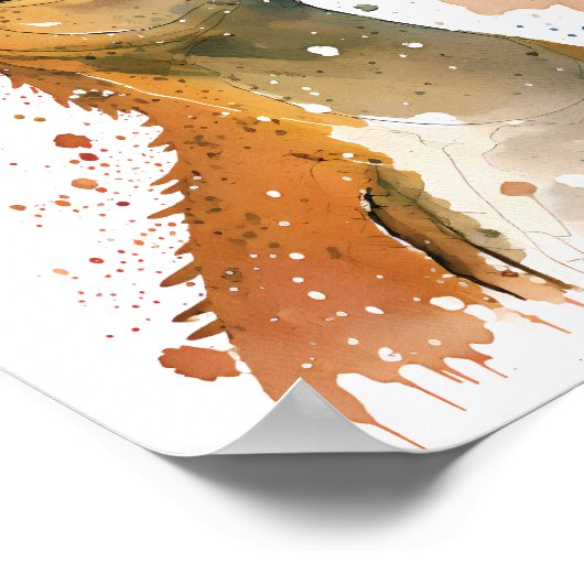 Dinosaurier Aquarellbild Poster (Ecke)