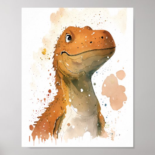 Dinosaurier Aquarellbild Poster (Vorne)