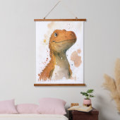 Dinosaurier Aquarellbild Wandteppich Mit Holzrahmen (Schlafzimmer)