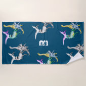 Dinosaurier Aquarellfarben Kids Monogram Beach Han Strandtuch (Vorderseite)
