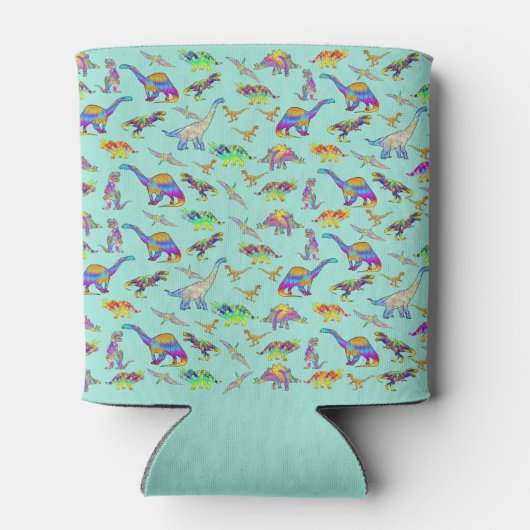 Dinosaurier Aquarellmuster aquamarin Dosenkühler (Rückseite)