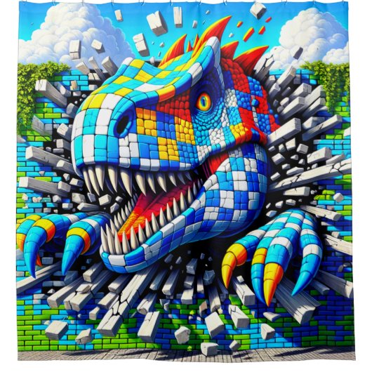 Dinosaurier Art Duschvorhang (Vorderseite)
