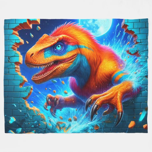 Dinosaurier Art Fleecedecke (Vorderseite (Horizontal))