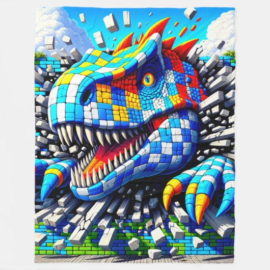 Dinosaurier Art Fleecedecke (Vorderseite)
