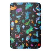 Dinosaurier Astronauten Aquarellplatz Kinder Dino Badematte (Vorderseite Vertikal)