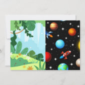 Dinosaurier-Astronauten-Raketengeflecht-Party Einladung (Rückseite)