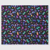 Dinosaurier Astronauten Wasserfarben Weltraum Dino Geschenkpapier (Flach)