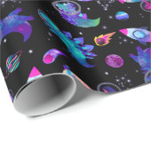 Dinosaurier Astronauten Wasserfarben Weltraum Dino Geschenkpapier (Rolleneckpunkt)