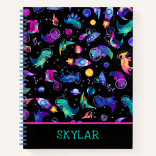 Dinosaurier Astronauten Wasserfarbraum Personalisi Notizblock