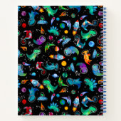 Dinosaurier Astronauten Wasserfarbraum Personalisi Notizblock (Rückseite)