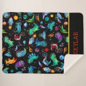 Dinosaurier Astronauten Wasserfarbraum Personalisi Sherpadecke (Vorderseite (Horizontal))