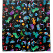 Dinosaurier Astronauten Wassersport-Weltraum Kinde Duschvorhang (Vorderseite)