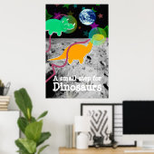 Dinosaurier auf dem Mondplakat drucken Poster (Heimbüro)